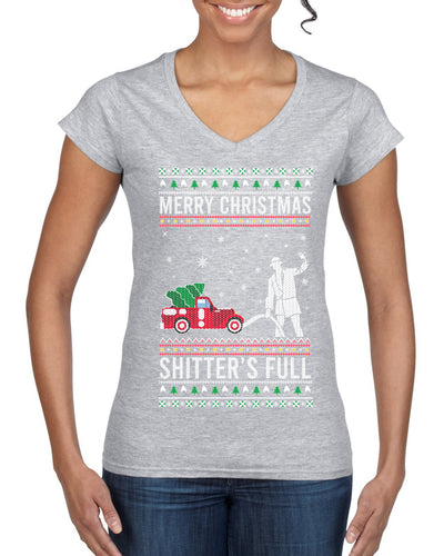 Merry Christmas Shitter's Full Christmas Vacation Ugly Christmas Sweater Women’s Standard V-Neck Tee