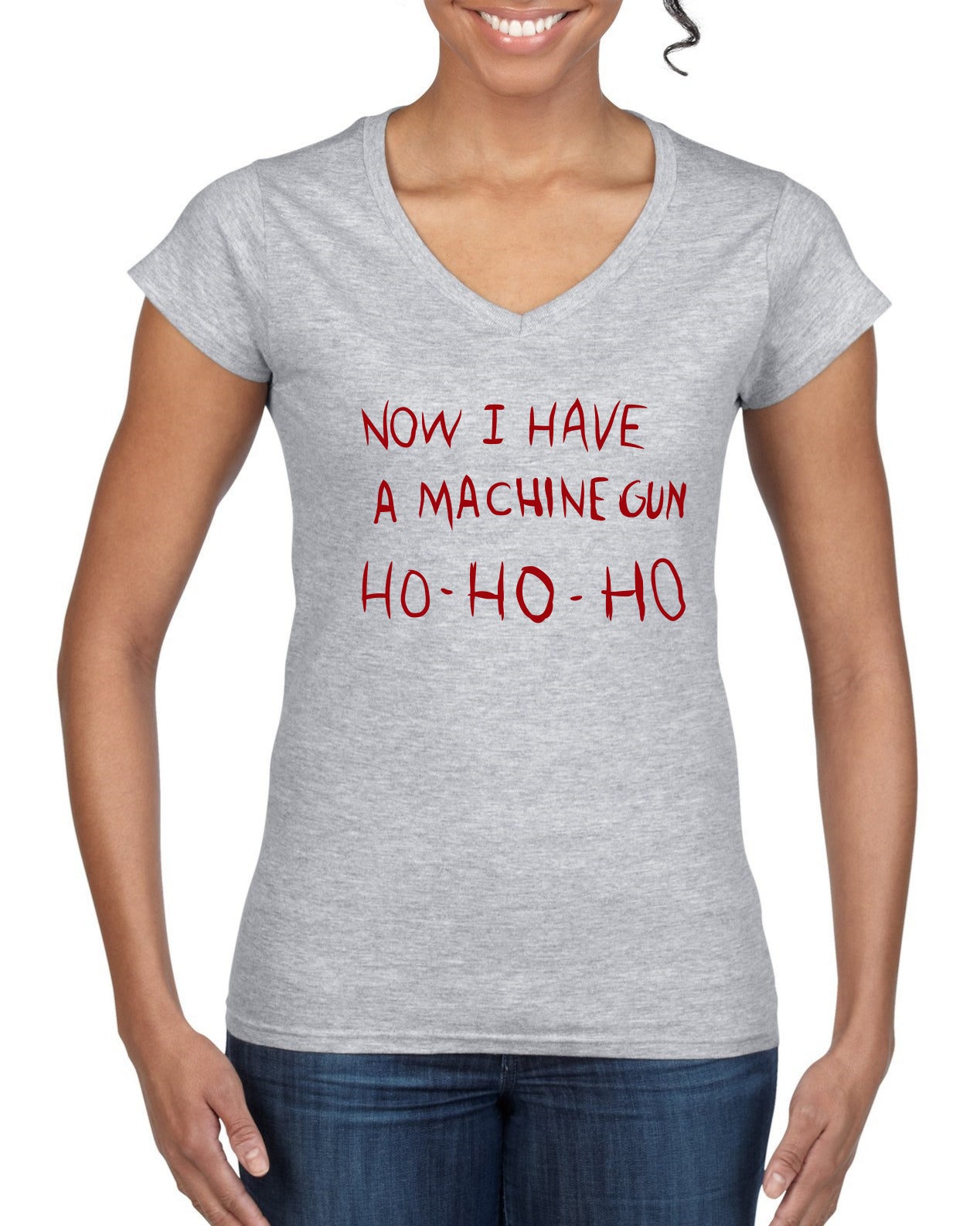 Die Hard Now I Have a Machine Gun Ho ho ho Christmas Women’s Standard V-Neck Tee