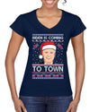 Biden Is Coming To Town Ugly Christmas Sweater Women’s Standard V-Neck Tee