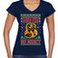 Strike First Strike Hard No Mercy Xmas Ugly Christmas Sweater Women’s Standard V-Neck Tee