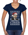Christmas Is Cancelled Michael Scott Office Ugly Christmas Sweater Women’s Standard V-Neck Tee