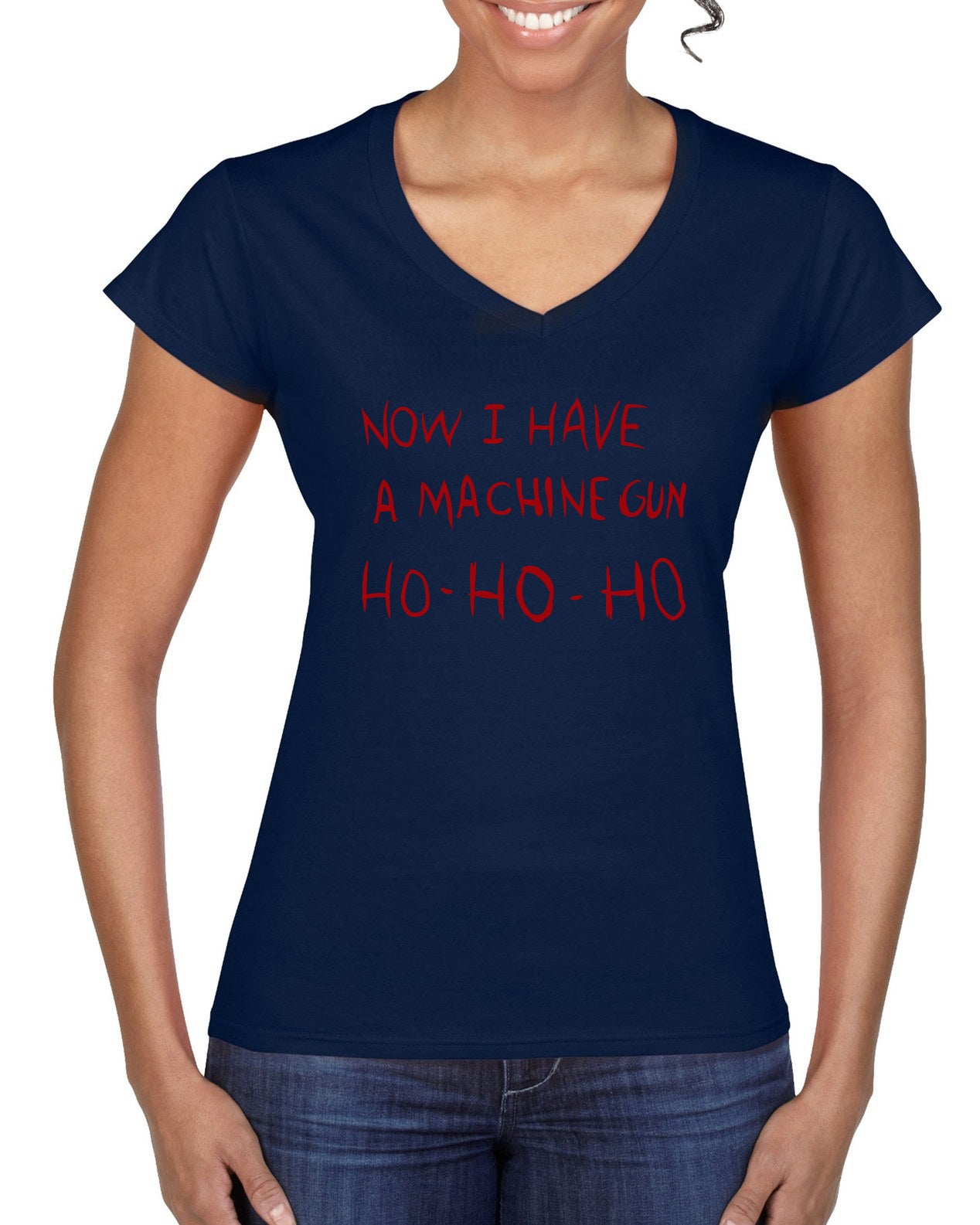 Die Hard Now I Have a Machine Gun Ho ho ho Christmas Women’s Standard V-Neck Tee