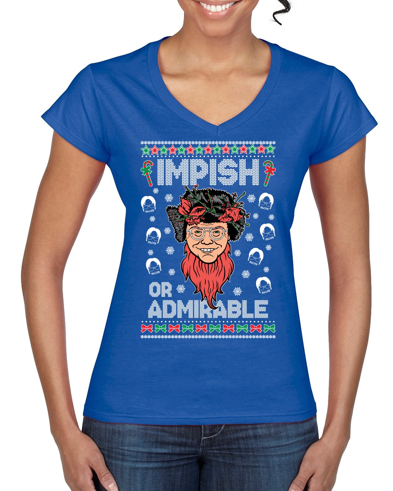 Impish or Admirable Dwight Schrute Ugly Christmas Sweater Women’s Standard V-Neck Tee