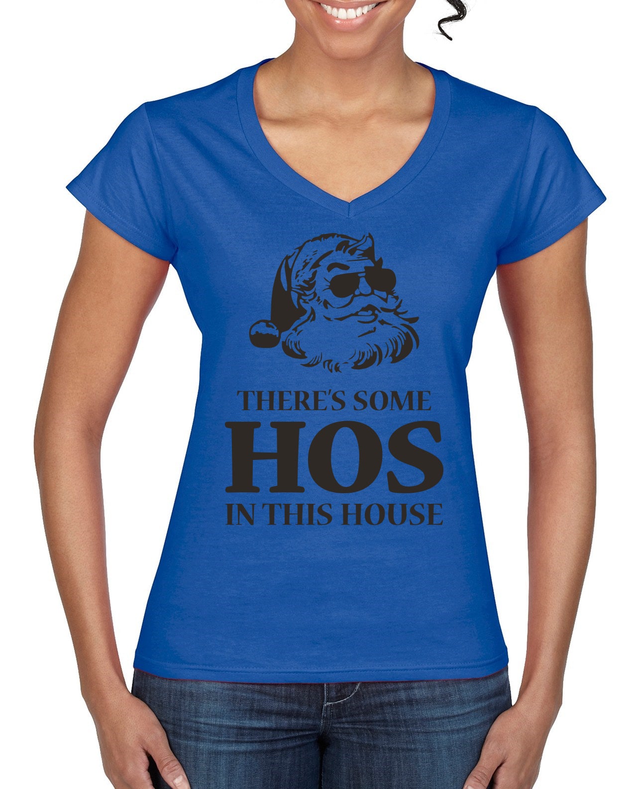 Theres some Hos in this House Ugly Christmas Sweater Women’s Standard V-Neck Tee