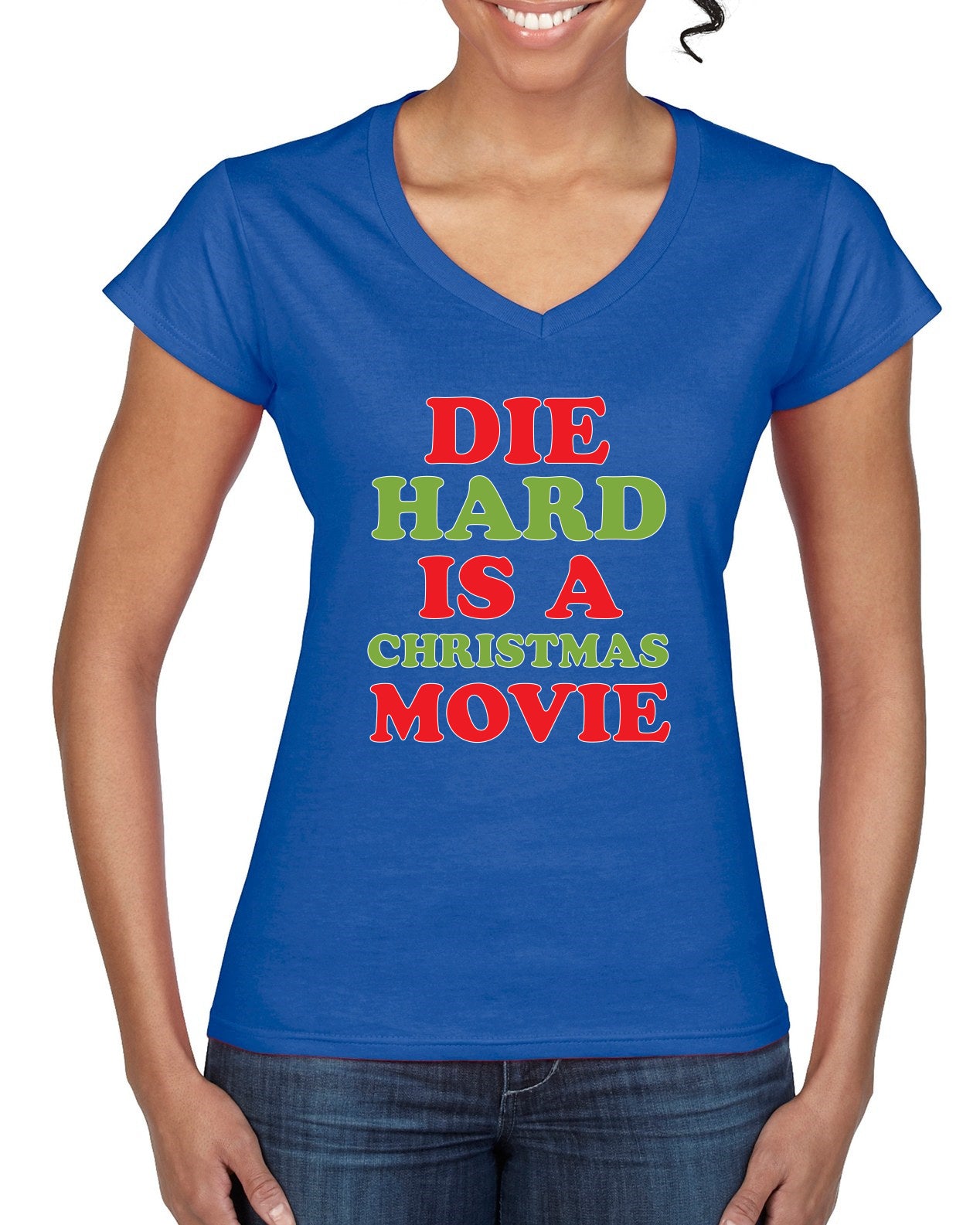 Die Hard is a Christmas Movie Christmas Women’s Standard V-Neck Tee