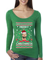Merry Chrithmith John Finlay Lisp Tiger King Christmas Womens Scoop Long Sleeve Top