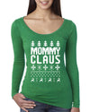 Mommy Claus Christmas Womens Scoop Long Sleeve Top