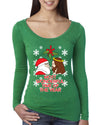 Most Wonderful Time of The Year Santa Jesus Womens Scoop Long Sleeve Top