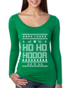 Ho Ho Hodor GoT White Winter Christmas Womens Scoop Long Sleeve Top