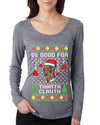 Mike Tyson Be Good for Thanta Clauth  Ugly Christmas Sweater Womens Scoop Long Sleeve Top