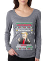 Trump This is the Greatest Ugly Christmas Sweater Womens Scoop Long Sleeve Top
