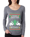 Merry Christmas Bitches Ugly Christmas Sweater Womens Scoop Long Sleeve Top
