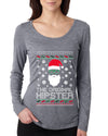 The Original Hipster Funny Santa Beard Xmas Christmas Womens Scoop Long Sleeve Top