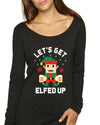 Pixelated Elf Christmas Womens Scoop Long Sleeve Top