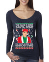 Michael Scott The Name is Bond Santa Bond Ugly Christmas Sweater Womens Scoop Long Sleeve Top