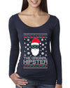 The Original Hipster Funny Santa Beard Xmas Christmas Womens Scoop Long Sleeve Top