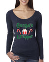 Gangsta Wrapper Christmas Womens Scoop Long Sleeve Top