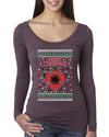 Merry Christmas collage of flower, phone, camera, and compass Christmas Womens Scoop Long Sleeve Top