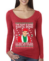 Michael Scott The Name is Bond Santa Bond Ugly Christmas Sweater Womens Scoop Long Sleeve Top