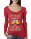 It's the Most Wonderful Time for a Beer Ugly Christmas Sweater Womens Scoop Long Sleeve Top