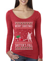 Merry Christmas Shitter's Full Christmas Vacation Ugly Christmas Sweater Womens Scoop Long Sleeve Top