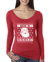 Where's My Ho Ho Hos Santa Design Ugly Christmas Sweater Womens Scoop Long Sleeve Top