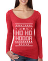 Ho Ho Hodor GoT White Winter Christmas Womens Scoop Long Sleeve Top