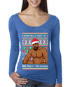 Wood Meme Wish You A Big Merry Christmas Christmas Womens Scoop Long Sleeve Top