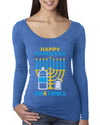 Happy Hanukkah Gin & Tonica Hanukkah Womens Scoop Long Sleeve Top