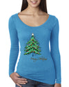 Merry Christmas Tree Christmas Womens Scoop Long Sleeve Top