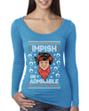 Impish or Admirable Dwight Schrute Ugly Christmas Sweater Womens Scoop Long Sleeve Top