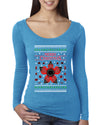 Merry Christmas collage of flower, phone, camera, and compass Christmas Womens Scoop Long Sleeve Top
