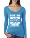 Let's Get Baked Holiday Ginger Bread Design Christmas Womens Scoop Long Sleeve Top