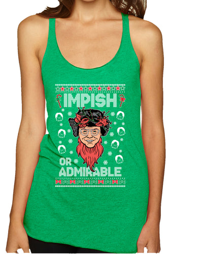 Impish or Admirable Dwight Schrute Ugly Christmas Sweater Tri-Blend Racerback Tank Top
