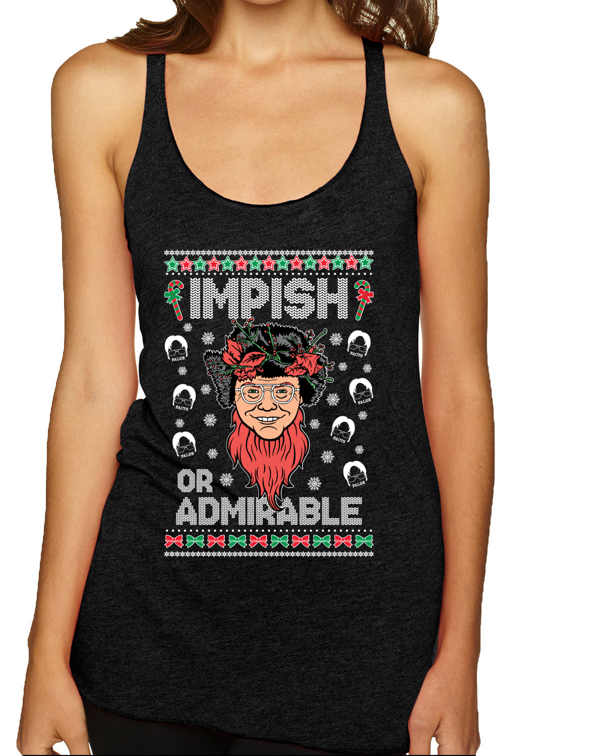 Impish or Admirable Dwight Schrute Ugly Christmas Sweater Tri-Blend Racerback Tank Top