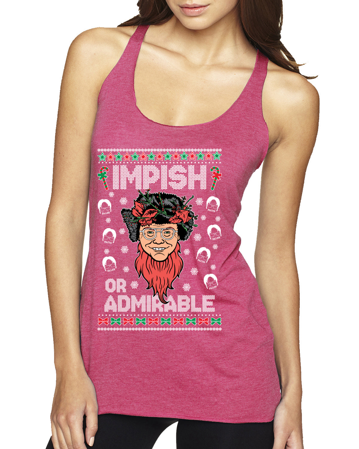 Impish or Admirable Dwight Schrute Ugly Christmas Sweater Tri-Blend Racerback Tank Top