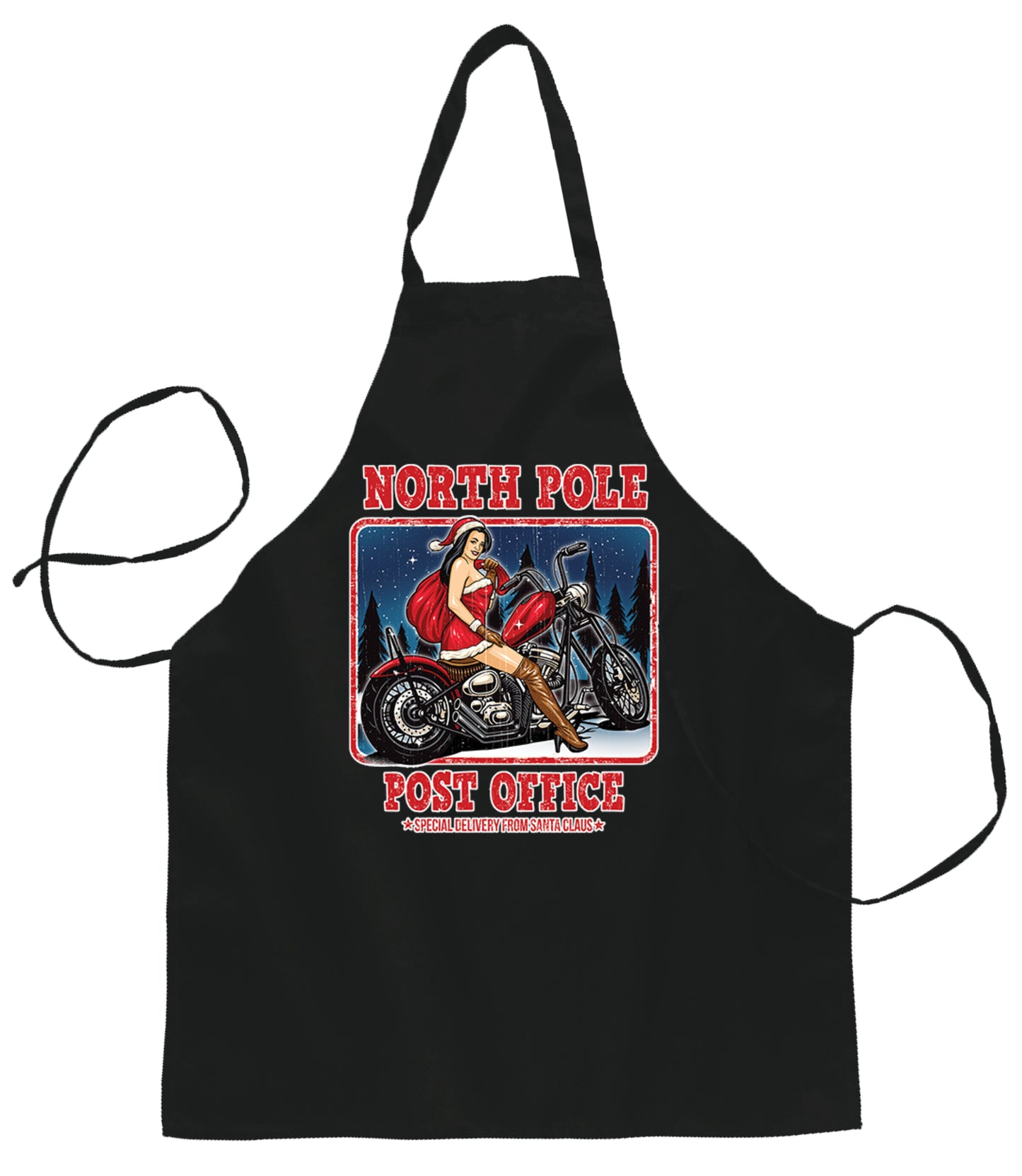 North Pole Post Office Special Delivery  Ugly Christmas Sweater Ugly Christmas Butcher Graphic Apron for Kitchen BBQ Grilling Cooking