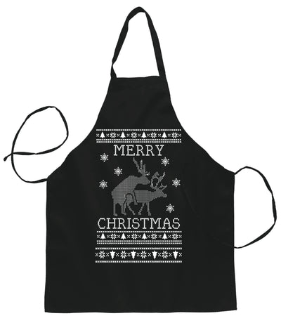 Ugly Ugly Christmas Merry Christmas Reindeer Humping Christmas Ugly Christmas Sweater Ugly Christmas Butcher Graphic Apron for Kitchen BBQ Grilling Cooking