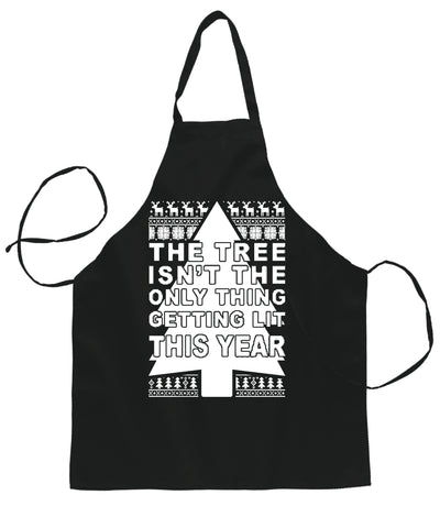 Ugly Ugly Christmas Tree Isn't The Only Thing Getting Lit Christmas Ugly Christmas Sweater Ugly Christmas Butcher Graphic Apron for Kitchen BBQ Grilling Cooking