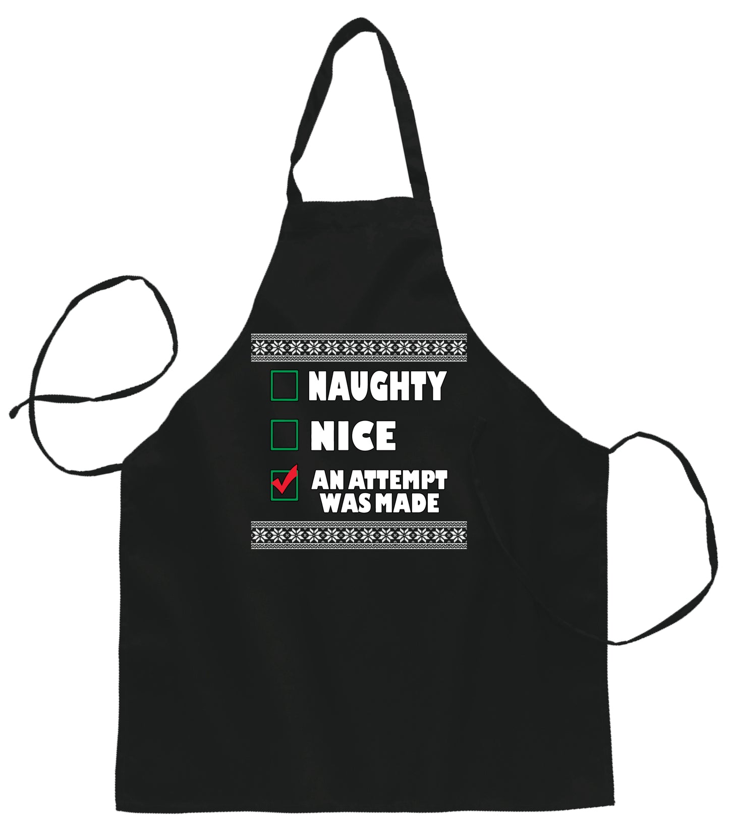 Nice Naughty an Attempt was Made Xmas Christmas Ugly Christmas Sweater Ugly Christmas Butcher Graphic Apron for Kitchen BBQ Grilling Cooking