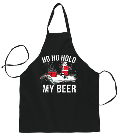 Ugly Ugly Christmas Ho Ho Hold My Beer Skateboarding Santa Christmas Ugly Christmas Sweater Ugly Christmas Butcher Graphic Apron for Kitchen BBQ Grilling Cooking
