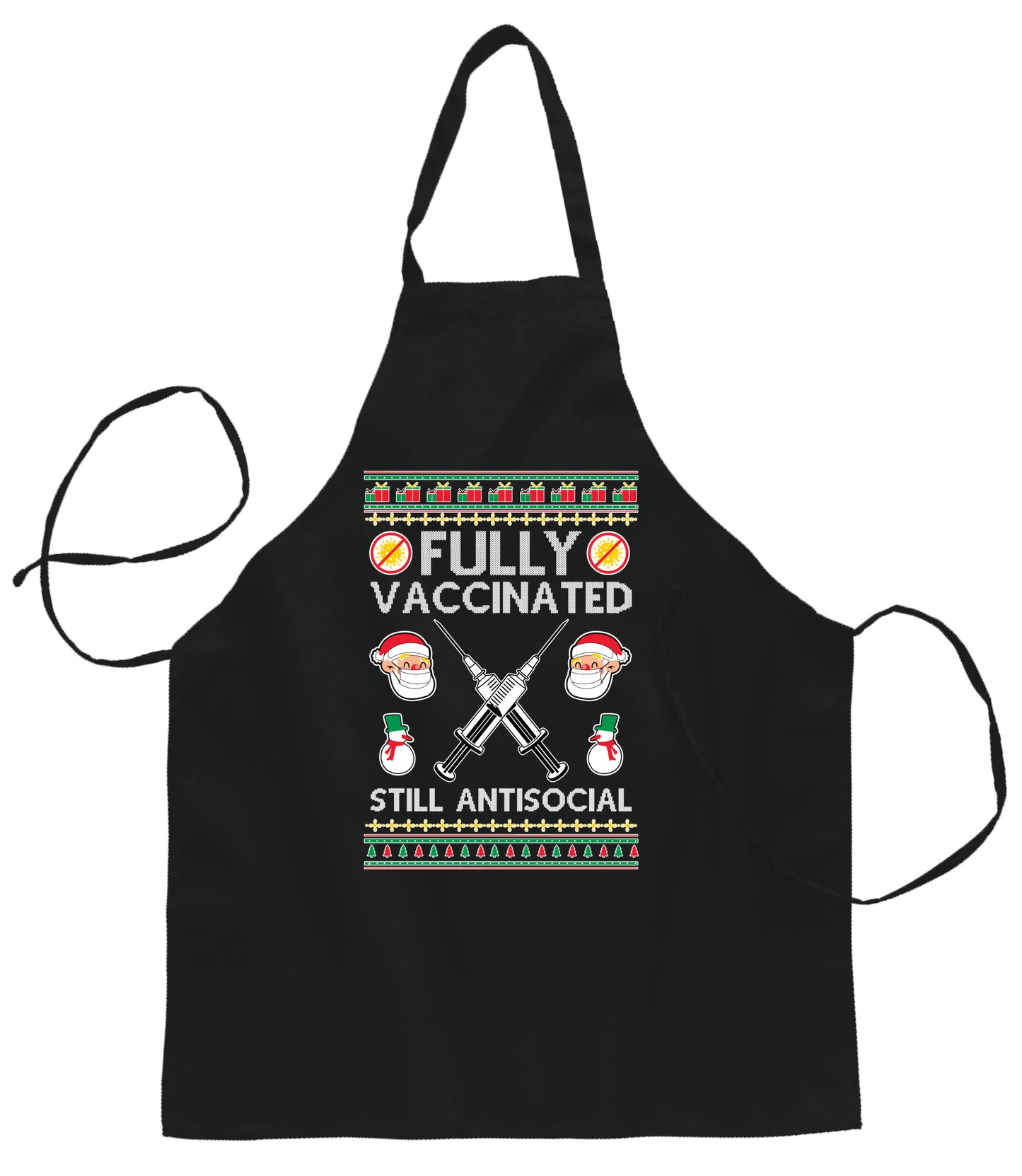 Ugly Ugly Christmas Fully Vaccinated Still Antisocial  Ugly Christmas Sweater Ugly Christmas Butcher Graphic Apron for Kitchen BBQ Grilling Cooking
