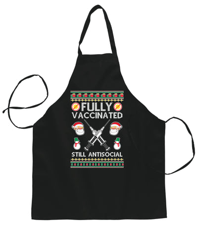 Ugly Ugly Christmas Fully Vaccinated Still Antisocial  Ugly Christmas Sweater Ugly Christmas Butcher Graphic Apron for Kitchen BBQ Grilling Cooking