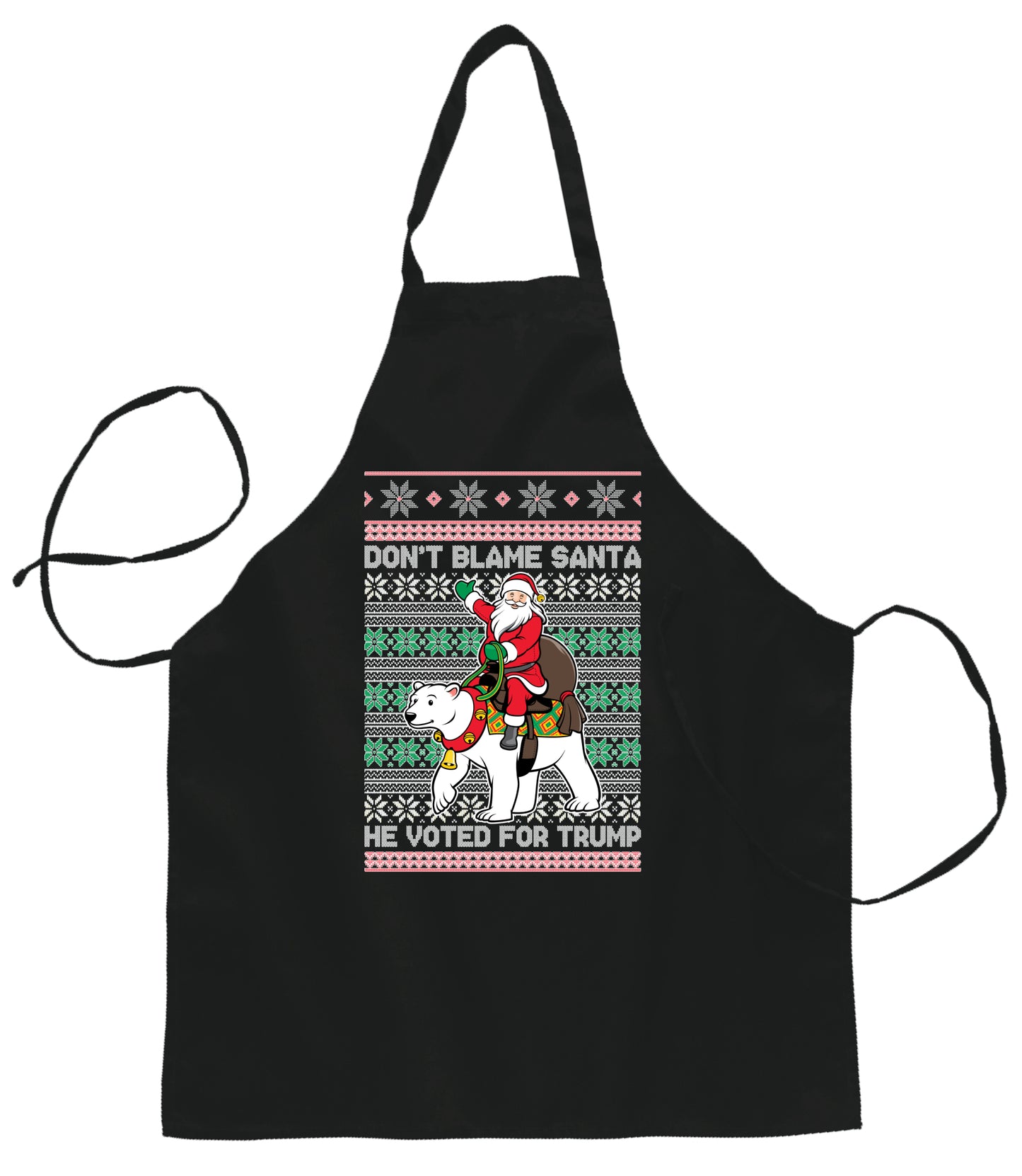 Don't Blame Santa He Voted for Trump  Ugly Christmas Sweater Ugly Christmas Butcher Graphic Apron for Kitchen BBQ Grilling Cooking