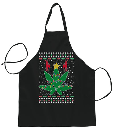 Ugly Ugly Christmas Christmas Weed Ugly Christmas Sweater Ugly Christmas Butcher Graphic Apron for Kitchen BBQ Grilling Cooking