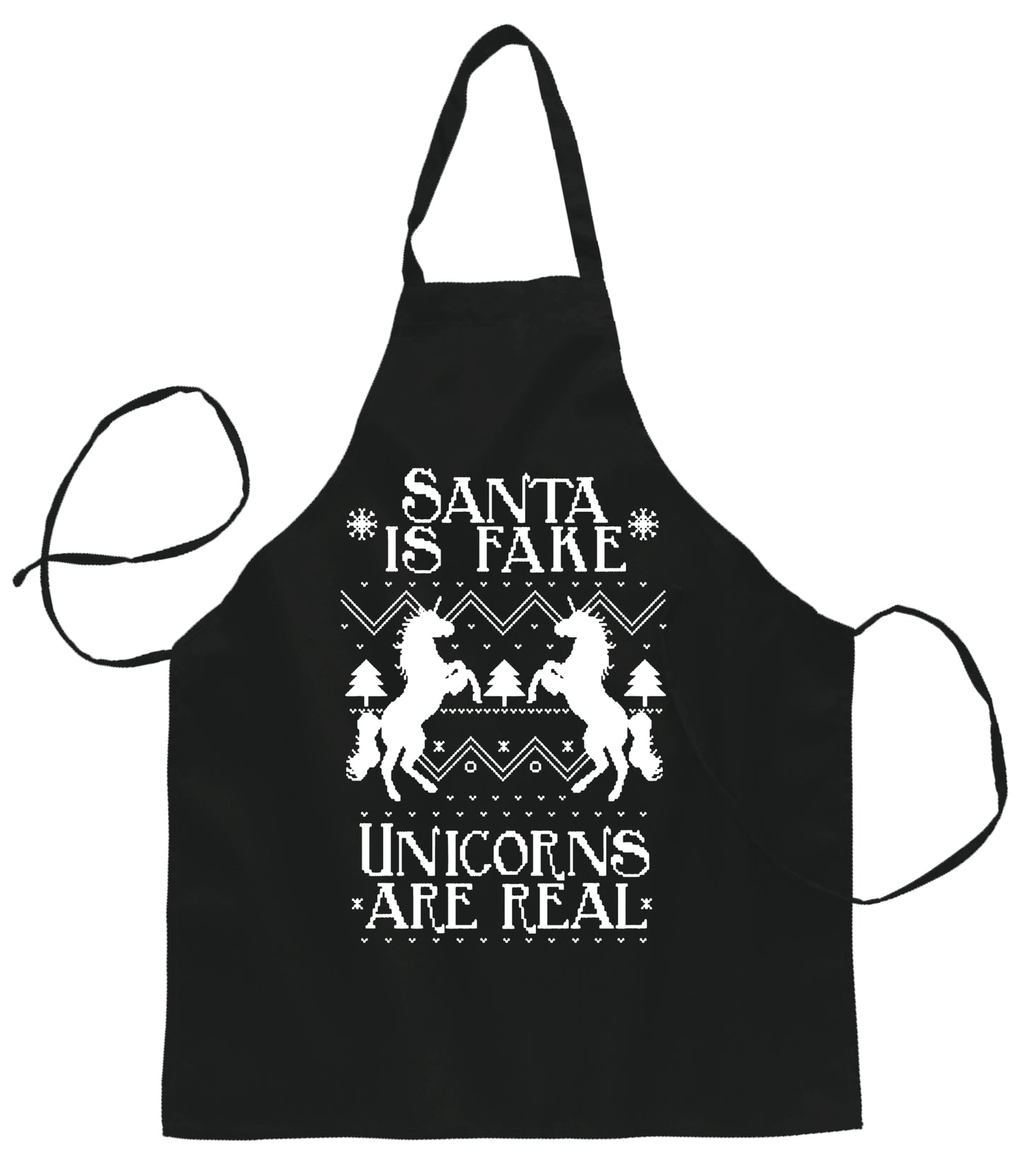 Santa is Fake Unicorns are Real Ugly Christmas Sweater Ugly Christmas Butcher Graphic Apron for Kitchen BBQ Grilling Cooking