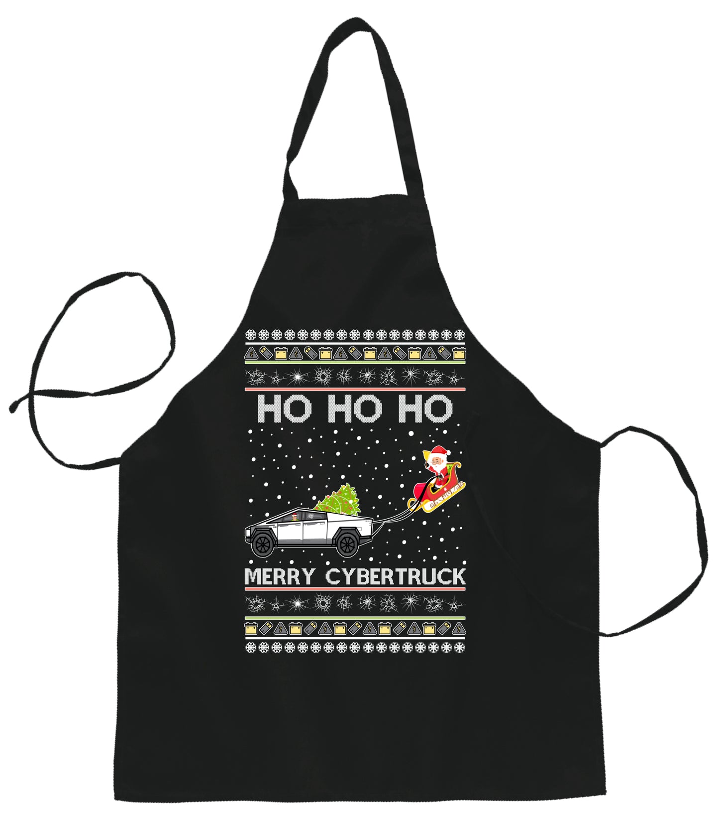 Ugly Ugly Christmas Ho Ho Ho Merry Cybertruck Ugly Christmas Sweater Ugly Christmas Butcher Graphic Apron for Kitchen BBQ Grilling Cooking