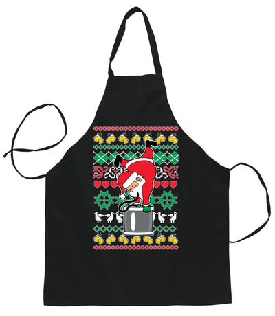 Ugly Ugly Christmas Santa Keg Stand Beer Drinking Drunk Christmas Ugly Christmas Sweater Ugly Christmas Butcher Graphic Apron for Kitchen BBQ Grilling Cooking