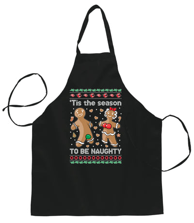 Tis Season to get Naughty Xmas Christmas Ugly Christmas Sweater Ugly Christmas Butcher Graphic Apron for Kitchen BBQ Grilling Cooking