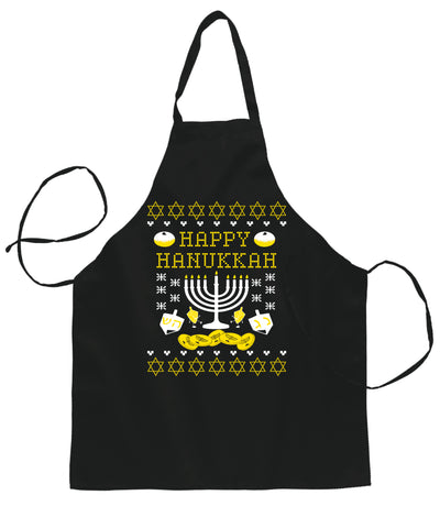 Ugly Ugly Christmas Happy Hanukkah Ugly Christmas Sweater Ugly Christmas Butcher Graphic Apron for Kitchen BBQ Grilling Cooking